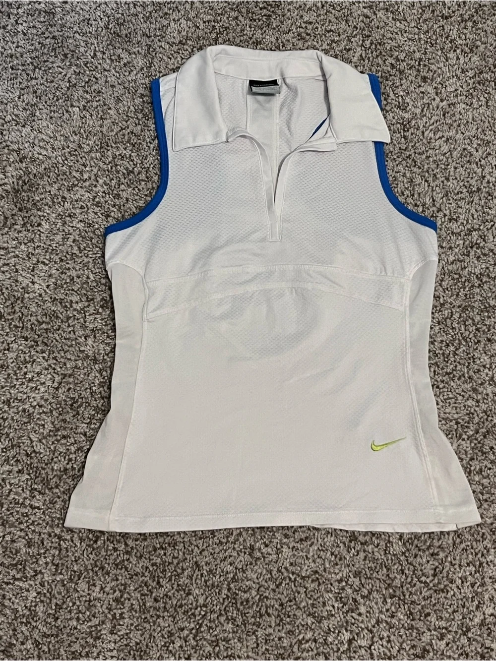 Nike White Sleeveless Polo Tank with Blue Accents